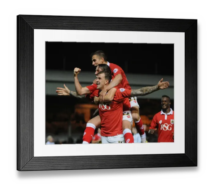 Framed Print : Aden Flint's Exuberant Goal Celebration: Port Vale vs. Bristol City (September 16, 2014)