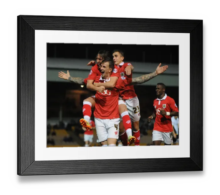 Framed Print : Aden Flint's Exuberant Goal Celebration: Port Vale vs. Bristol City, Sky Bet League One, 2014