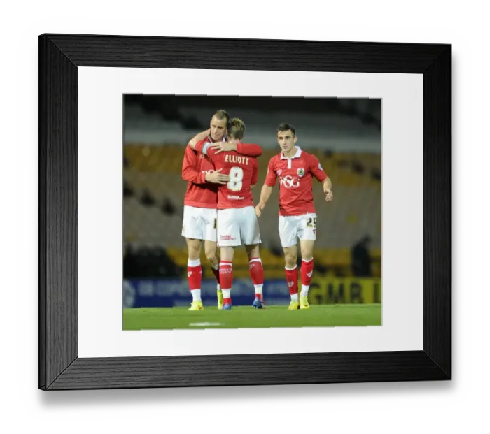 Framed Print : Bristol City's Wilbraham and Elliott Celebrate Goal vs Port Vale, 2014 Framed Print : Bristol City's Wilbraham and Elliott Celebrate Goal vs Port Vale, 2014