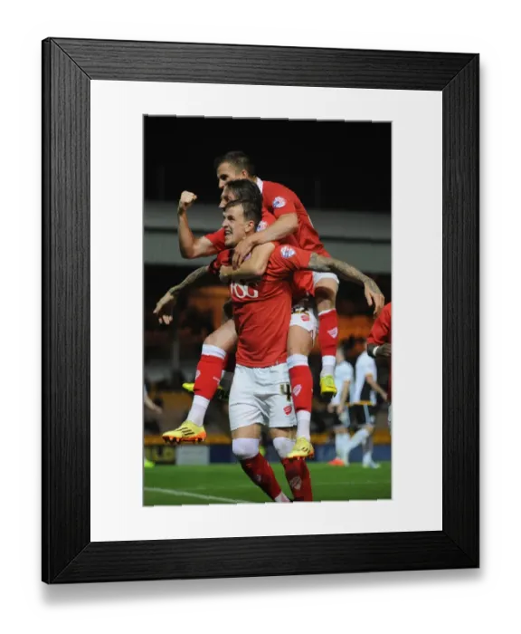 Framed Print : Aden Flint's Euphoric Goal: Port Vale vs. Bristol City (September 16, 2014)
