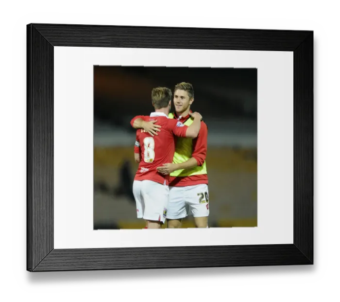 Framed Print : Bristol City FC: Wade Elliott and Wes Burns Jubilant Reaction to Win Against Port Vale Framed Print : Bristol City FC: Wade Elliott and Wes Burns Jubilant Reaction to Win Against Port Vale