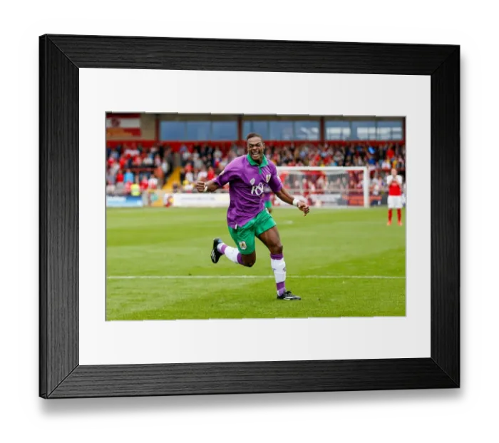 Framed Print : Kieran Agard's Brace: Bristol City Takes 2-0 Lead Over Fleetwood Town, 2014