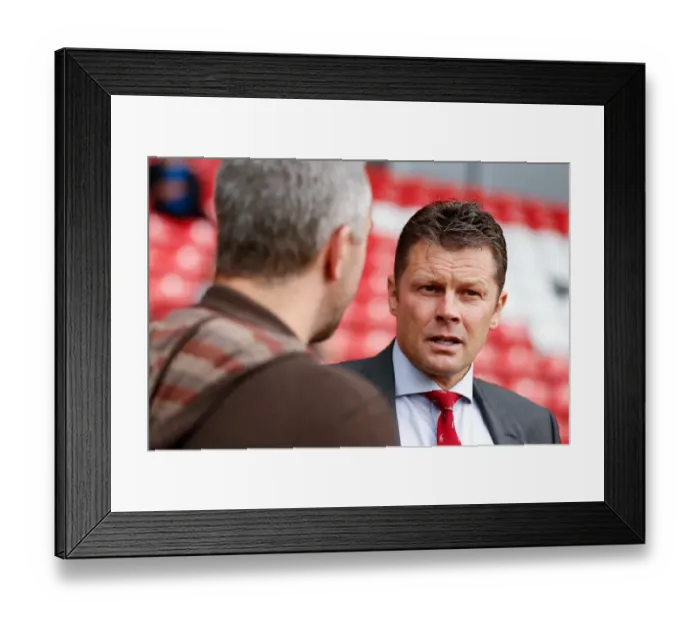 Framed Print : Steve Cotterill, Manager of Bristol City, Pre-Match Interview at Fleetwood Town's Highbury Stadium (Fleetwood Town vs. Bristol City, Sky Bet League 1)