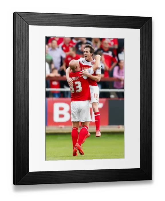 Framed Print : Josh Morris Celebrates Goal: Fleetwood Town vs. Bristol City, 2014