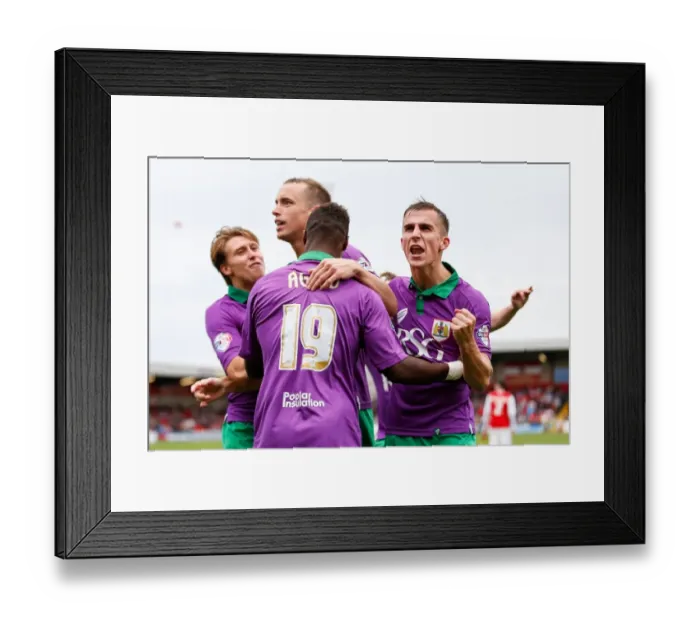 Framed Print : Bristol City's Joe Bryan and Aaron Wilbraham Celebrate 1-3 Goal vs Fleetwood Town, 2014 Framed Print : Bristol City's Joe Bryan and Aaron Wilbraham Celebrate 1-3 Goal vs Fleetwood Town, 2014