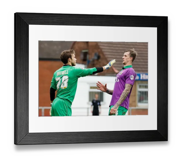 Framed Print : Aden Flint Taunts Chris Maxwell: Intense Moment at Fleetwood Town vs. Bristol City (2014)