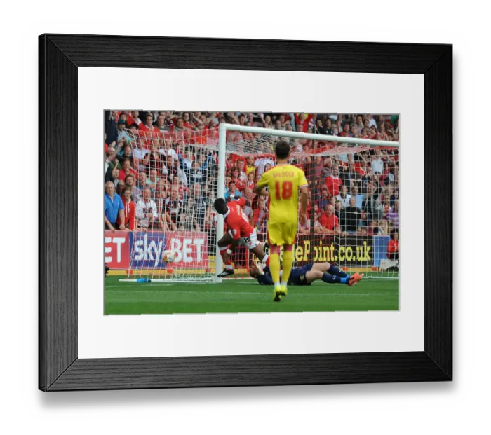 Framed Print : Bristol City's Kieran Agard Scores the Winning Goal Against MK Dons in Sky Bet League One