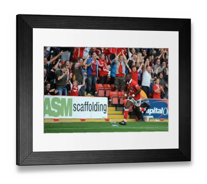 Framed Print : Bristol City's Kieran Agard Scores Dramatic Goal in Front of Ecstatic Fans vs. MK Dons, 2014 Framed Print : Bristol City's Kieran Agard Scores Dramatic Goal in Front of Ecstatic Fans vs. MK Dons, 2014