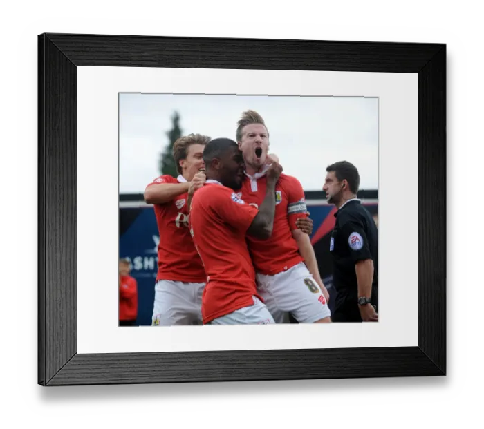 Framed Print : Bristol City Celebrates Win Against MK Dons: Wade Elliott's Goal Framed Print : Bristol City Celebrates Win Against MK Dons: Wade Elliott's Goal