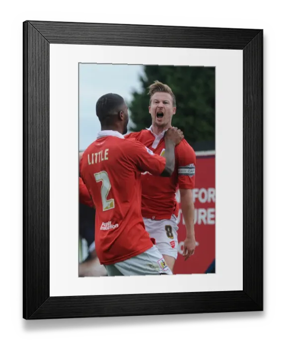 Framed Print : Bristol City Celebrates: Wade Elliott and Mark Little's Goal Dance (Bristol City v MK Dons, 2014)