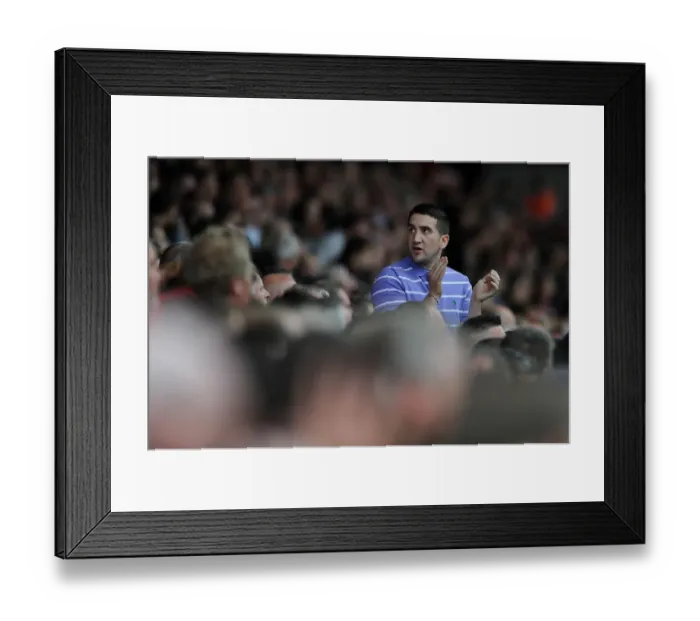 Framed Print : Bristol City Fan's Passionate Support at Ashton Gate: Bristol City vs MK Dons, Sky Bet League One (September 2014)