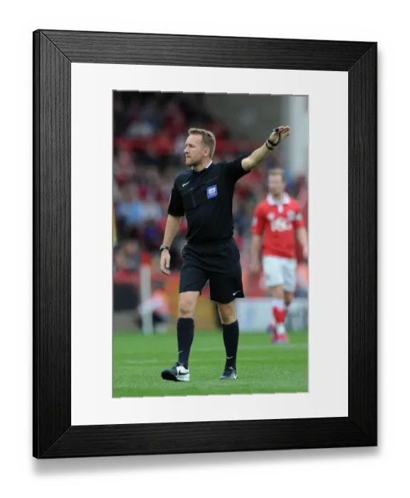 Framed Print : Bristol City vs MK Dons: Referee Scott Mathieson Overssees the Action at Ashton Gate, September 2014