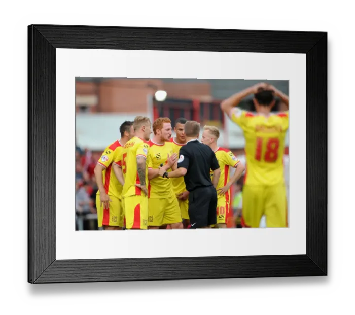 Framed Print : Bristol City vs MK Dons: Controversial Penalty Decision Sparks Heated Argument Framed Print : Bristol City vs MK Dons: Controversial Penalty Decision Sparks Heated Argument