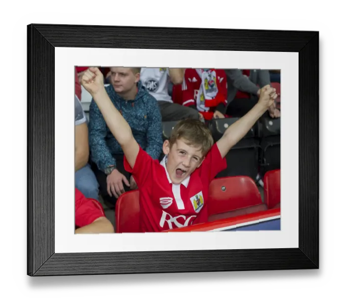 Framed Print : Exultant Bristol City Fan Celebrates at Ashton Gate