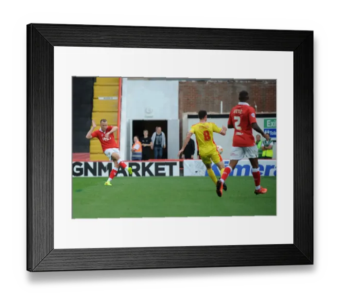 Framed Print : Aaron Wilbraham's Shot at Glory: Bristol City vs MK Dons, Sky Bet League One, 2014 Framed Print : Aaron Wilbraham's Shot at Glory: Bristol City vs MK Dons, Sky Bet League One, 2014