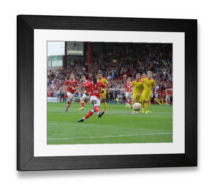 Framed Print : Agard Scores the Penalty: Bristol City vs MK Dons, September 2014