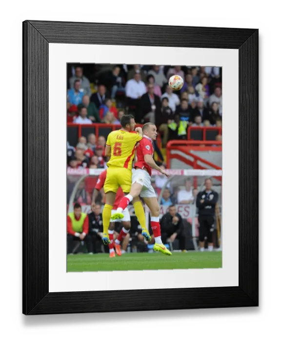 Framed Print : Battling Rivals: Wilbraham vs. Kay at Ashton Gate - Bristol City vs. MK Dons Clash Framed Print : Battling Rivals: Wilbraham vs. Kay at Ashton Gate - Bristol City vs. MK Dons Clash