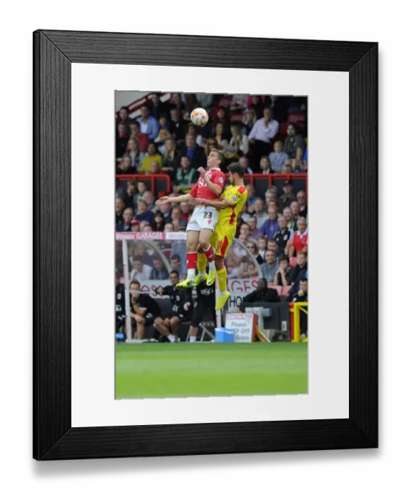 Framed Print : Battling for Supremacy: Bryan vs. Baldock in the Sky Bet League One Clash between Bristol City and MK Dons Framed Print : Battling for Supremacy: Bryan vs. Baldock in the Sky Bet League One Clash between Bristol City and MK Dons