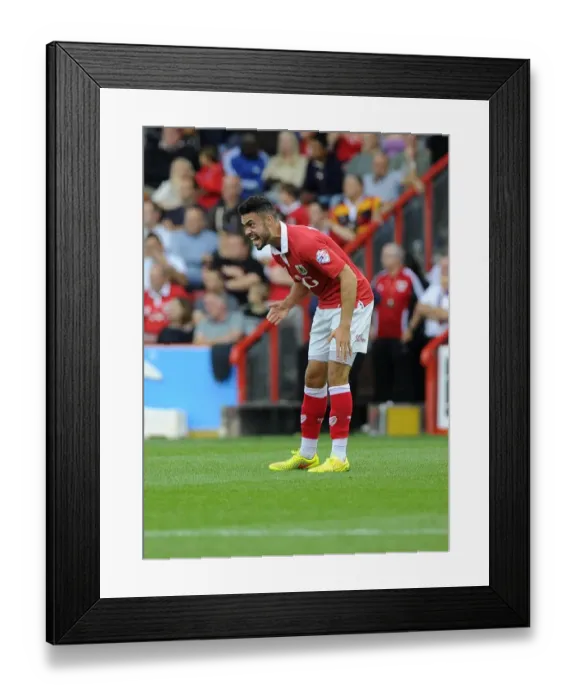 Framed Print : Derrick Williams Celebrates Goal Against MK Dons, Bristol City's Victory at Ashton Gate