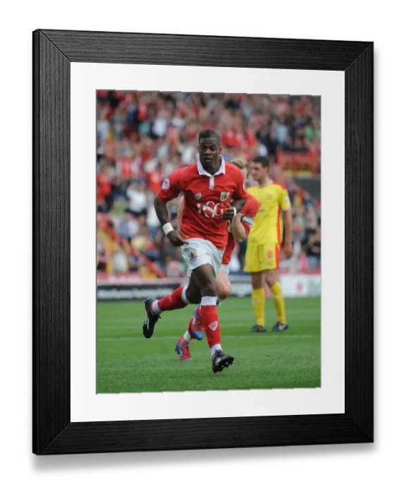 Framed Print : Bristol City's Kieran Agard Scores Against MK Dons in Sky Bet League One, 2014