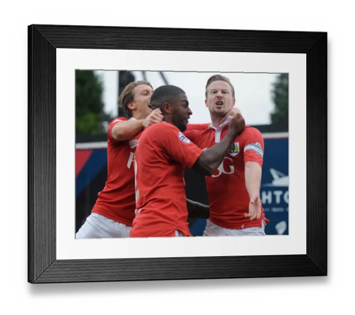 Framed Print : Wade Elliott's Thrilling Goal Celebration: Bristol City vs. MK Dons (2014)