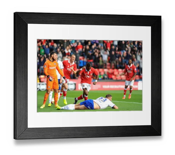 Framed Print : Bristol City's Kieran Agard Celebrates Own Goal by Chesterfield's Ian Evatt Framed Print : Bristol City's Kieran Agard Celebrates Own Goal by Chesterfield's Ian Evatt