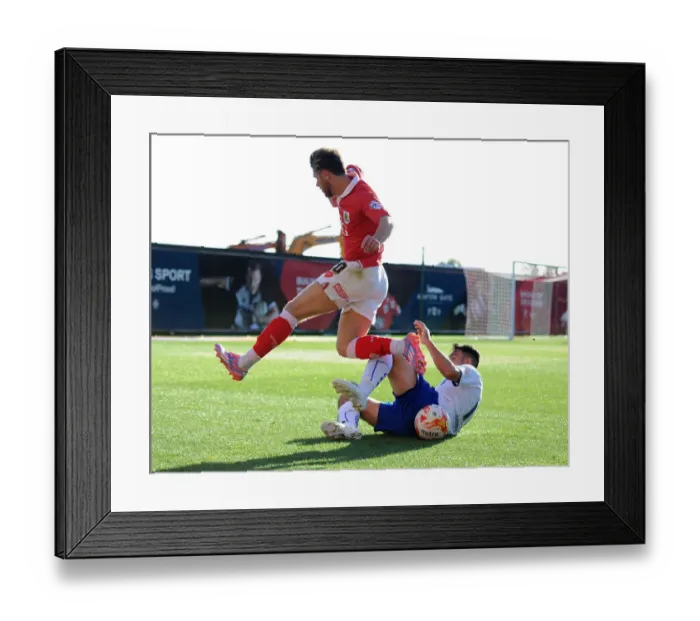 Framed Print : Bristol City vs Chesterfield: Wes Burns Tackled by Gary Roberts Framed Print : Bristol City vs Chesterfield: Wes Burns Tackled by Gary Roberts