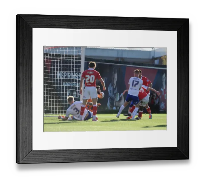 Framed Print : Bristol City's Kieran Agard Aims for the Net against Chesterfield in Sky Bet League One Framed Print : Bristol City's Kieran Agard Aims for the Net against Chesterfield in Sky Bet League One