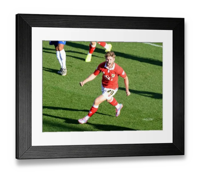 Framed Print : Bristol City's Wes Burns Scores Dramatic Winning Goal Against Chesterfield