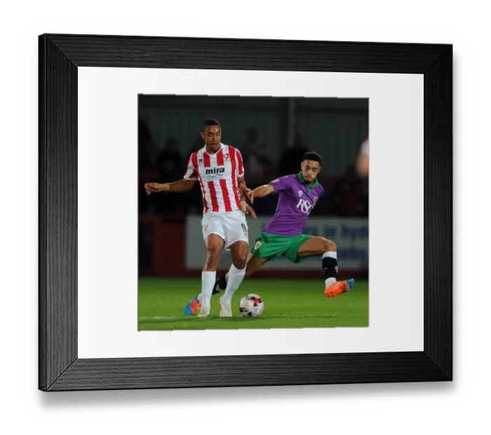 Framed Print : Bristol City's Derrick Williams Closes In on Cheltenham Town's Byron Harrison