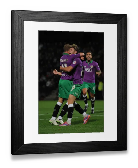 Framed Print : Bristol City Celebrates Wes Burns Goal Against Cheltenham Town, Johnstone's Paint Trophy, 2014