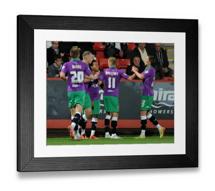 Framed Print : Bristol City's Korey Smith Scores the Winning Goal Against Cheltenham Town Framed Print : Bristol City's Korey Smith Scores the Winning Goal Against Cheltenham Town