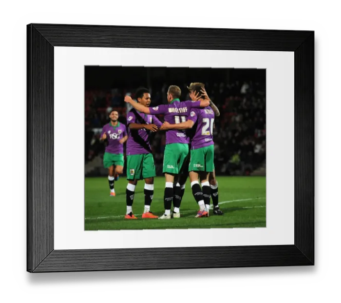 Framed Print : Wes Burns Scores the Winning Goal: Bristol City Triumphs in Johnstone's Paint Trophy Match against Cheltenham Town