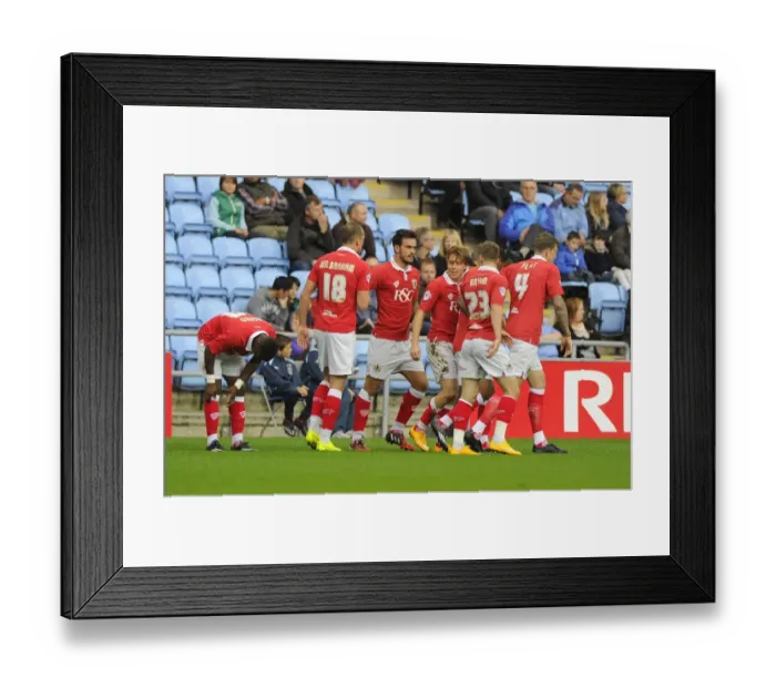 Framed Print : Bristol City's Marlon Pack Scores and Celebrates with Team against Coventry City in Sky Bet League One