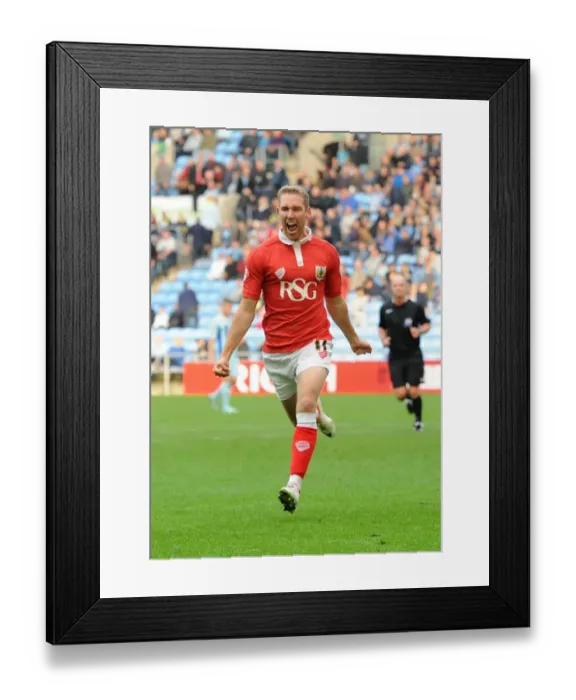 Framed Print : Bristol City's Scott Wagstaff Scores Game-Winning Goal vs. Coventry City at Ricoh Arena