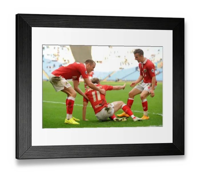 Framed Print : Bristol City Celebrates Goal Against Coventry City: Wagstaff, Wilbraham, and Bryan Rejoice Framed Print : Bristol City Celebrates Goal Against Coventry City: Wagstaff, Wilbraham, and Bryan Rejoice