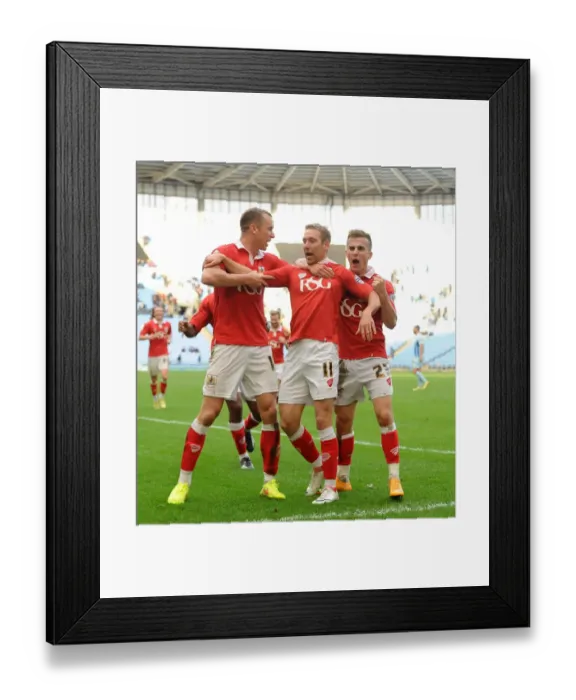 Framed Print : Bristol City Celebrates: Wagstaff, Wilbraham, and Bryan's Goal Blitz at Ricoh Arena (Sky Bet League One: Coventry City vs. Bristol City) Framed Print : Bristol City Celebrates: Wagstaff, Wilbraham, and Bryan's Goal Blitz at Ricoh Arena (Sky Bet League One: Coventry City vs. Bristol City)