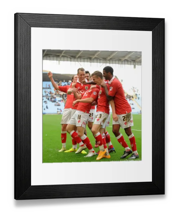 Framed Print : Bristol City's Euphoria: Scott Wagstaff Scores the Winning Goal Against Coventry City Framed Print : Bristol City's Euphoria: Scott Wagstaff Scores the Winning Goal Against Coventry City