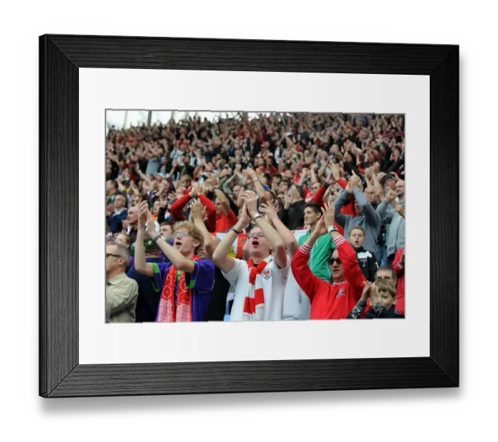 Framed Print : Bristol City's Glory: Fans Celebrate on Final Whistle at Coventry City's Ricoh Arena