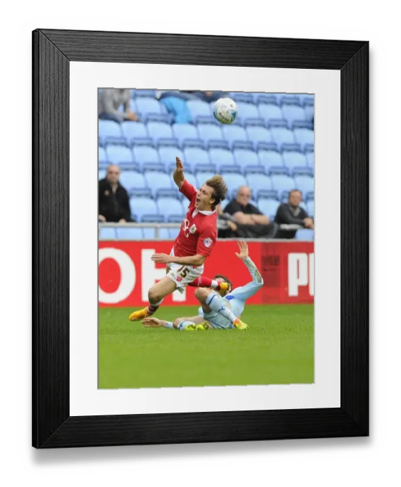 Framed Print : Bristol City vs Coventry City: Luke Freeman Foul by James O'Brien Framed Print : Bristol City vs Coventry City: Luke Freeman Foul by James O'Brien