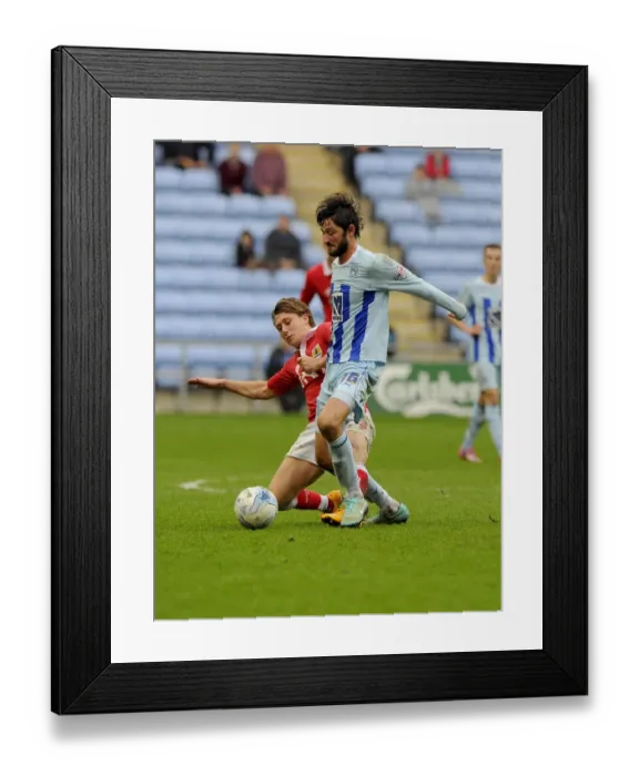 Framed Print : Battling for Supremacy: Luke Freeman vs. Adam Barton in Bristol City's Sky Bet League One Clash at Coventry City's Ricoh Arena