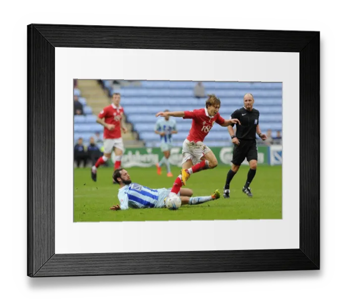 Framed Print : Intense Rivalry: Freeman vs. O'Brien Tackle - Bristol City vs. Coventry City Framed Print : Intense Rivalry: Freeman vs. O'Brien Tackle - Bristol City vs. Coventry City