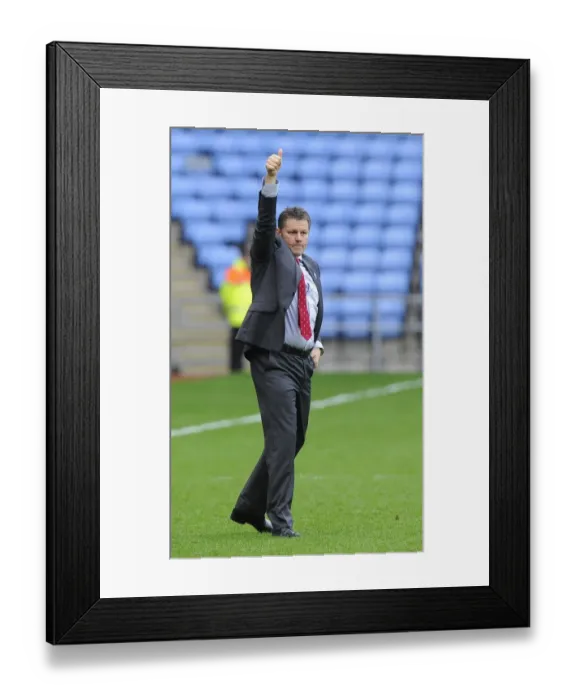Framed Print : Steve Cotterill Salutes Coventry Fans: Bristol City Manager's Victory Gesture at Ricoh Arena
