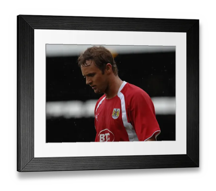Framed Print : Intense Moment: Lee Trundle Focuses on the Ball Amidst the Chaos of Bristol City vs Preston North End