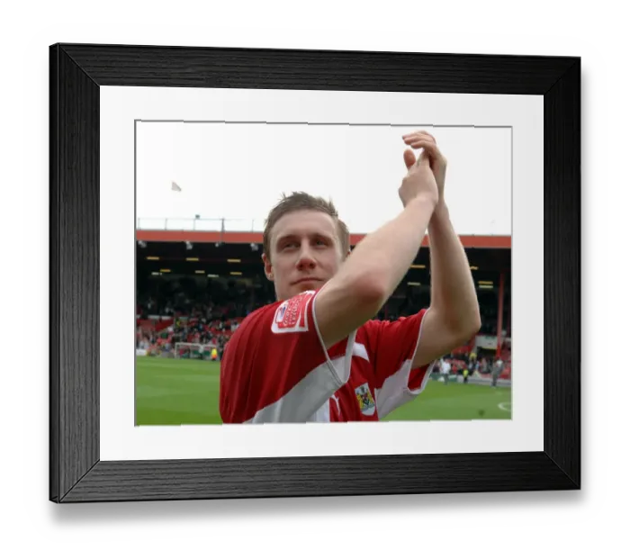 Framed Print : David Noble in the Thick of the Action: Bristol City vs Preston North End - Football Rivalry