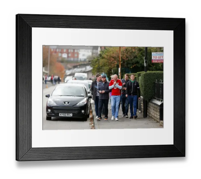 Framed Print : Bristol City Fans Gather at Oakwell Stadium for Barnsley Match, October 2014
