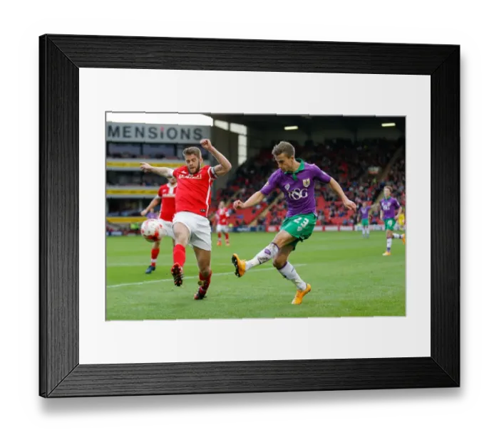 Framed Print : Bristol City's Joe Bryan Shoots at Barnsley's Oakwell Stadium, 2014