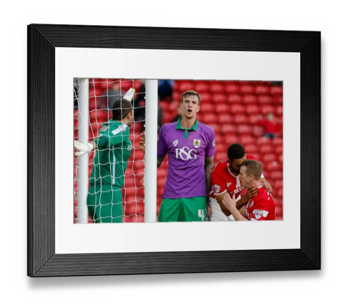 Framed Print : Frustration for Aden Flint as He Heads Wide: Barnsley vs. Bristol City, 2014