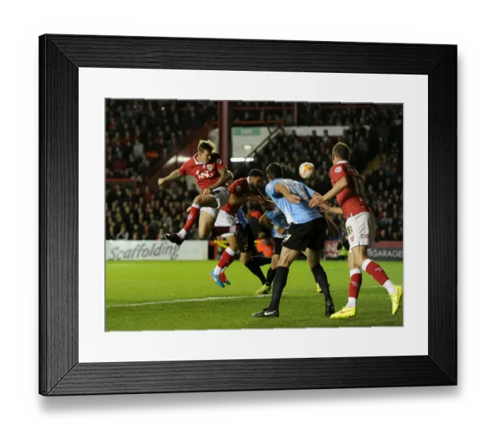 Framed Print : Aden Flint Scores: Thrilling Moment as Bristol City Takes the Lead Against Bradford City, 21 October 2014 Framed Print : Aden Flint Scores: Thrilling Moment as Bristol City Takes the Lead Against Bradford City, 21 October 2014