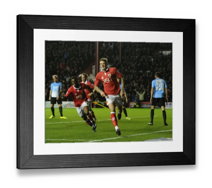 Framed Print : Aden Flint's Goal Celebration: Bristol City vs Bradford City, October 2014 Framed Print : Aden Flint's Goal Celebration: Bristol City vs Bradford City, October 2014